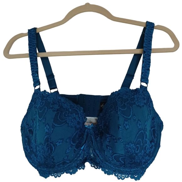 Secret Treasures Blue Green Lace Underwire Bra Sz 38D Nylon & Spandex Padded - Picture 3 of 9